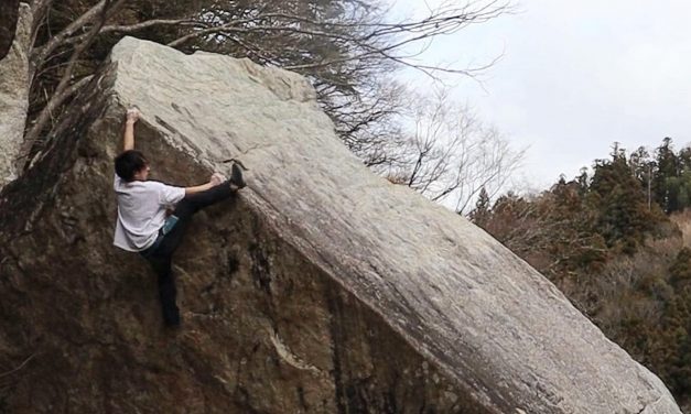 Erstbegehung des "Gakidō" (8C+/V16) durch Shinichiro Nomura